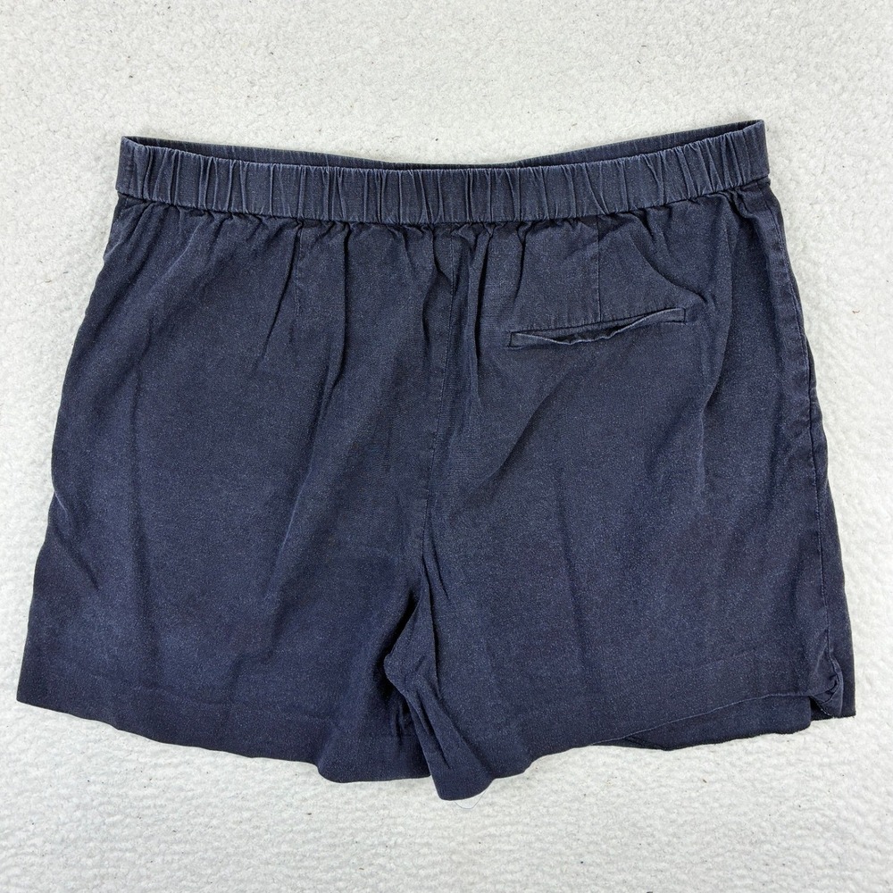 Theory Linen Shorts Pull On Women's 10 Navy Yellow Casual Summer Lot 2 Flaw - Picture 12 of 16